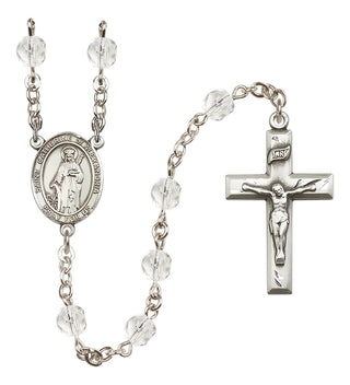 Silver-Plated 6mm Saint Catherine of Alexandria  Engraved Catholic Rosaries