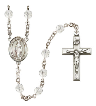 Silver Plated 6mm Fire Polished Virgin of the Globe Rosary in Crystal
