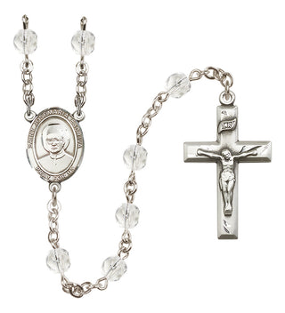 Silver Plated 6mm Fire Polished Saint Josemaria Escriva Rosary in Crystal