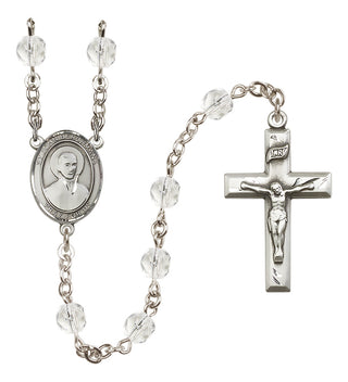 Silver Plated 6mm Fire Polished Saint John Berchmans Rosary in Crystal