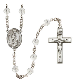Silver-Plated 6mm Saint Anne  Engraved Catholic Rosaries