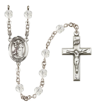 Silver-Plated 6mm Saint Rocco  Engraved Catholic Rosaries