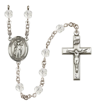 Silver Plated 6mm Fire Polished Saint Ivo of Kelmartin Rosary in Crystal