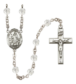 Silver Plated 6mm Fire Polished Saint Bernadine of Sienna Rosary in Crystal