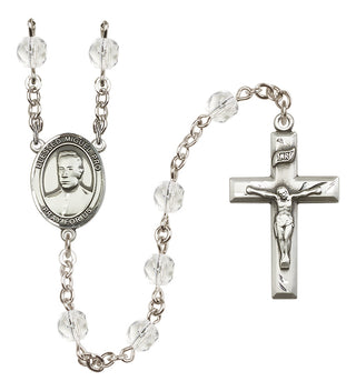 Silver Plated 6mm Fire Polished Blessed Miguel Pro Rosary in Crystal