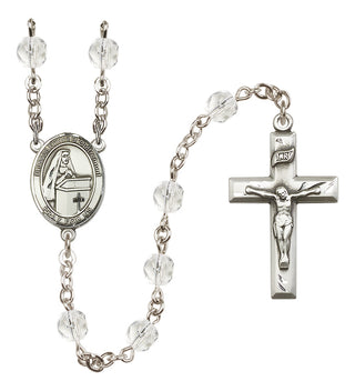 Silver Plated 6mm Fire Polished Blessed Emilee Doultremont Rosary in Crystal