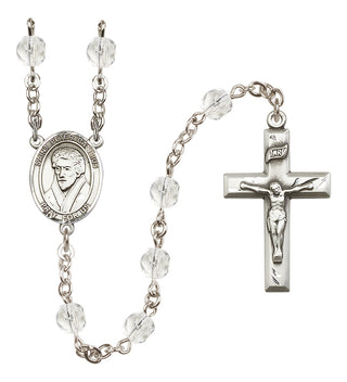 Silver Plated 6mm Fire Polished Saint Peter Canisius Rosary in Crystal