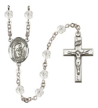 Silver Plated 6mm Fire Polished Saint Paul the Hermit Rosary in Crystal