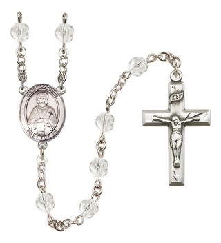 Silver Plated 6mm Fire Polished Saint Gerald Rosary in Crystal