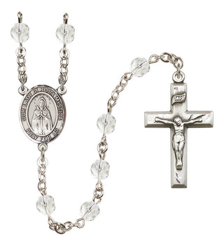Silver Plated 6mm Fire Polished Our Lady of Rosa Mystica Rosary in Crystal