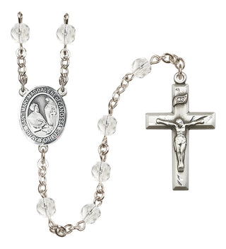 Silver Plated 6mm Fire Polished Saint Mary Magdalene of Canossa Rosary in Crystal