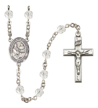 Silver Plated 6mm Fire Polished Saint Claude de la Colombiere Rosary in Crystal