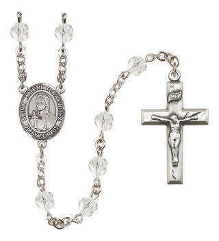 Silver Plated 6mm Fire Polished Saint Kateri Tekakwitha Rosary in Crystal