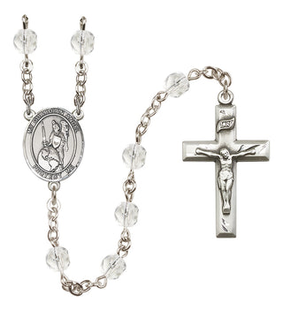 Silver Plated 6mm Fire Polished Guardian Angel of the World Rosary in Crystal