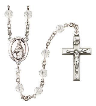 Silver Plated 6mm Fire Polished Saint Emma Uffing Rosary in Crystal