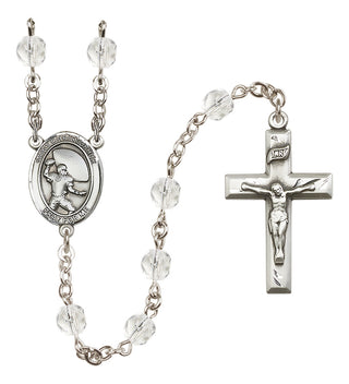 Silver-Plated 6mm Saint Christopher / Football Rosary