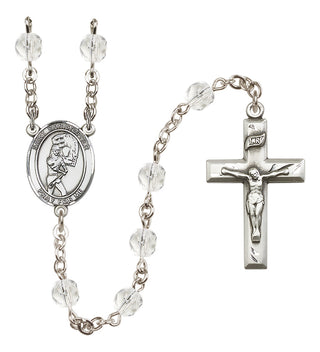 Silver-Plated 6mm Saint Christopher/Softball Rosary