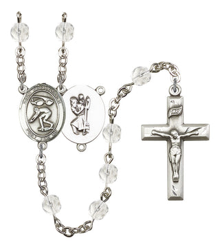 Saint Christopher and Swimming Rosary with Crystal Beads