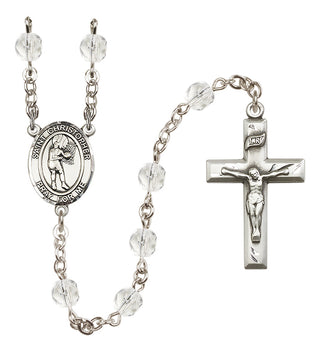 Silver Plated 6mm Fire Polished Saint Christopher/Basketball-Women Rosary in Crystal