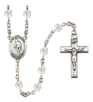 Silver-Plated 6mm Saint Sebastian/Wrestling Rosary