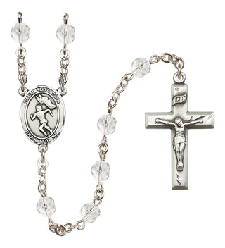 Silver-Plated 6mm Saint Sebastian /Track&Field-Women Rosary
