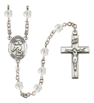 Silver-Plated 6mm Saint Sebastian/Swimming Rosary
