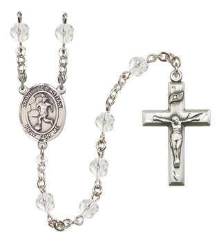 Silver-Plated 6mm Saint Sebastian/Soccer-Women Rosary