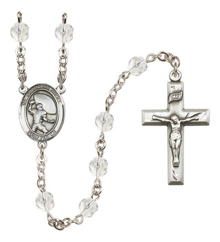 Silver-Plated 6mm Guardian Angel/Football Rosary
