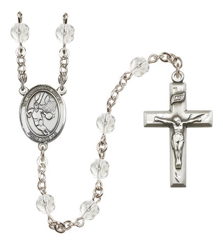 Silver-Plated 6mm Guardian Angel/Basketball Rosary