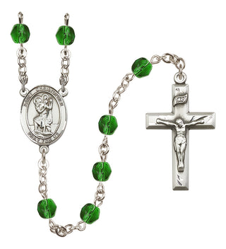 Silver-Plated 6mm Saint Christopher  Engraved Catholic Rosaries