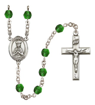 Silver Plated 6mm Fire Polished Saint Henry II Rosary in Emerald