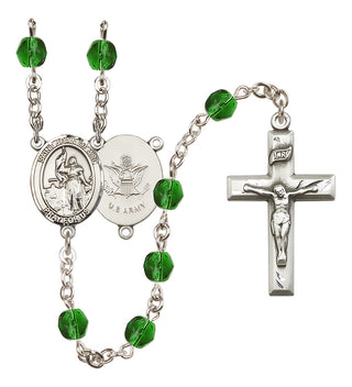 Silver-Plated 6mm Saint Joan of Arc / Army Rosary