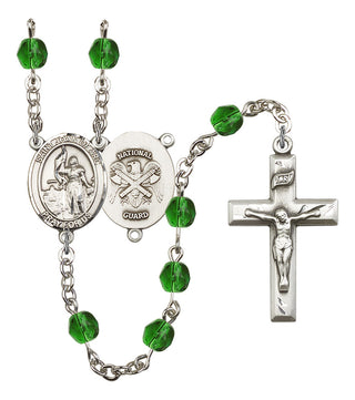 Saint Joan of Arc and Nat'l Guard Rosary with Emerald Beads