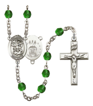 Saint Michael and Air Force Rosary with Emerald Beads