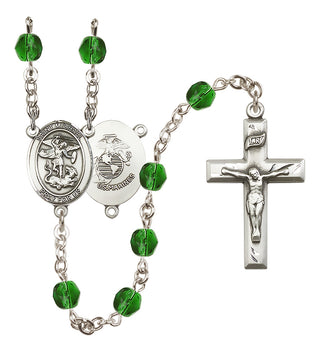 Silver-Plated 6mm Saint Michael / Marines Rosary