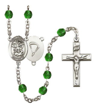 Saint Michael and Paratrooper Rosary with Emerald Beads