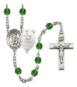 Guardian Angel and Army Rosary with Emerald Beads