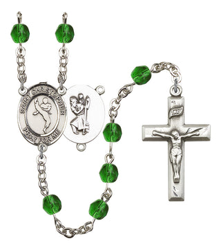 Saint Christopher and Martial Arts Rosary with Emerald Beads