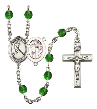 Saint Sebastian and Ice Hockey Rosary with Emerald Beads