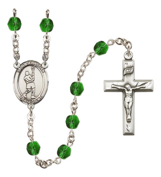 Silver-Plated 6mm Saint Sebastian/Lacrosse Rosary
