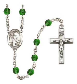 Silver-Plated 6mm Saint Amelia  Engraved Catholic Rosaries