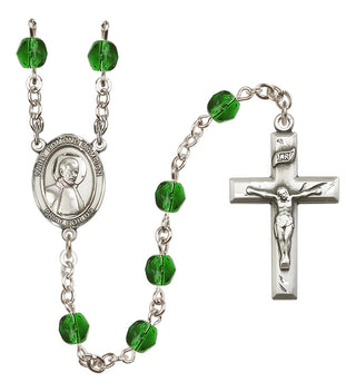 Silver Plated 6mm Fire Polished Saint Edmund Campion Rosary in Emerald