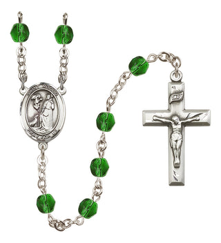 Silver-Plated 6mm Saint Rocco  Engraved Catholic Rosaries