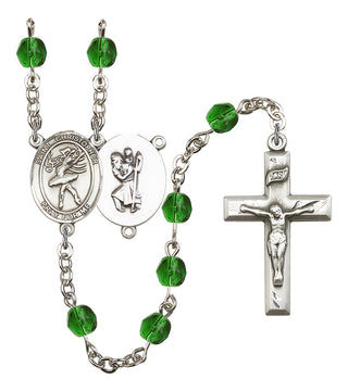 Saint Christopher and Dance Rosary with Emerald Beads