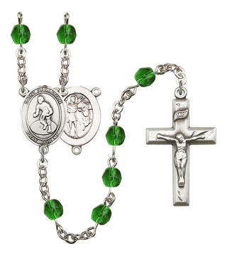 Saint Sebastian and Wrestling Rosary with Emerald Beads