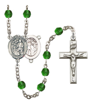 Saint Sebastian and Karate Rosary with Emerald Beads