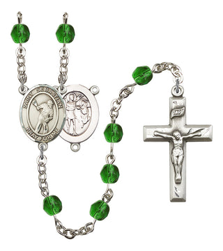 Saint Sebastian and Lacrosse Rosary with Emerald Beads