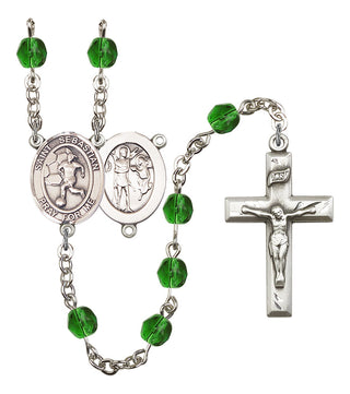 Saint Sebastian and Women's Soccer Rosary with Emerald Beads