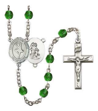 Guardian Angel and Dance Rosary with Emerald Beads