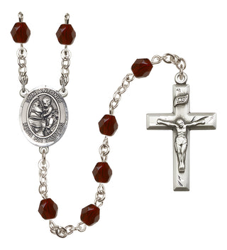 Silver Plated 6mm Fire Polished San Antonio Rosary in Garnet